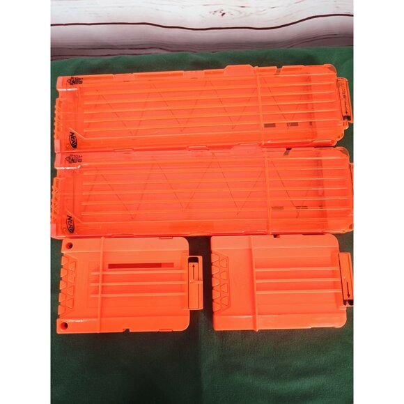 Nerf Dart Gun 18 Round Ammo Magazine Clip Lot of 4 N Strike Clear Orange OEM Mag - Picture 1 of 7